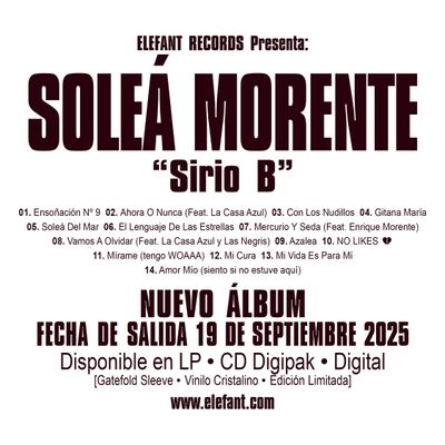 ER-1305 SOLEA MORENTE "Sirio B" LP/CD