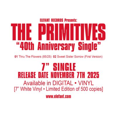 THE PRIMITIVES "40th Anniversary Single" Single 7"