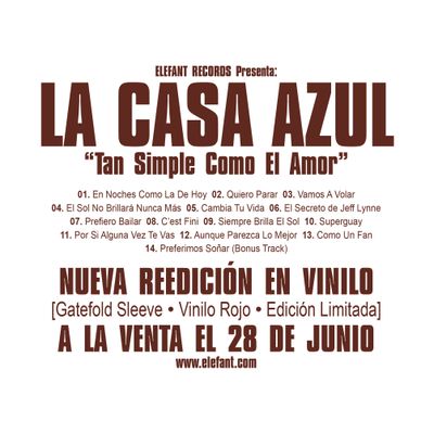LA CASA AZUL: New vinyl Edition "Tan Simple Como EL Amor"