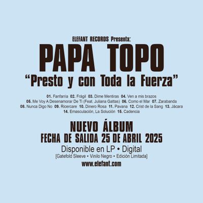 PAPA TOPO "Presto y con Toda la Fuerza" LP